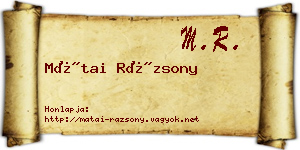 Mátai Rázsony névjegykártya